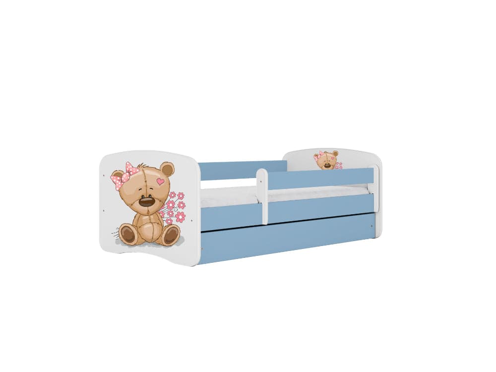 Cama 140 x 70 cm Kocot Kids com colchão BabyDreams Teddybear Flowers Blue