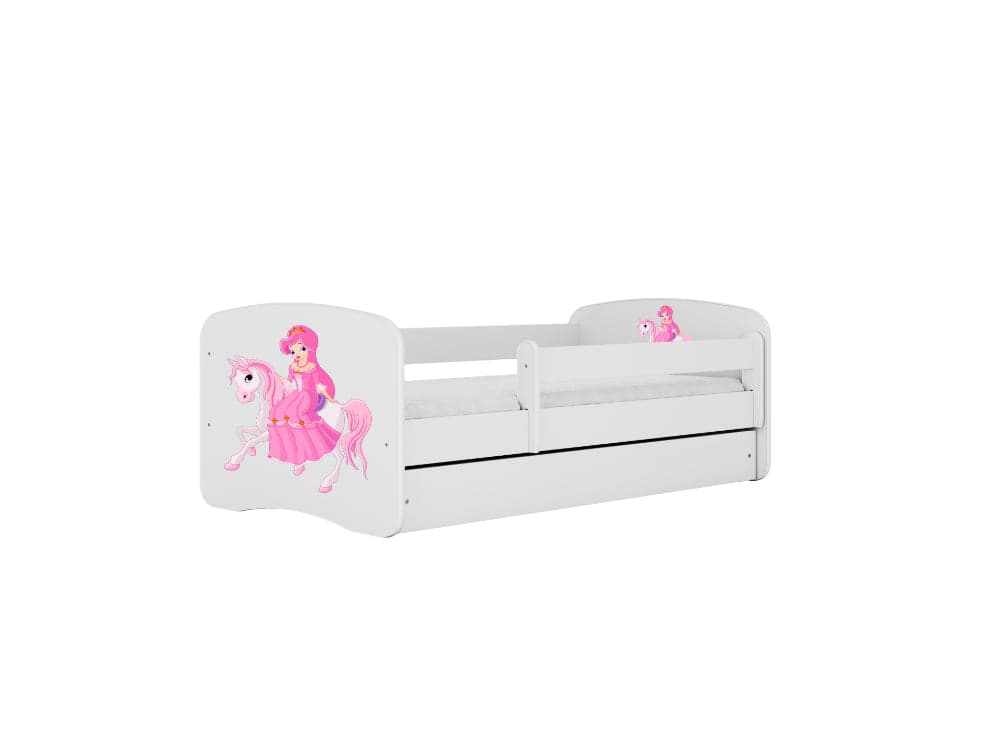 Cama 160 x80 cm Kocot Kids com gaveta e colchão BabyDreams Princess on Horse White