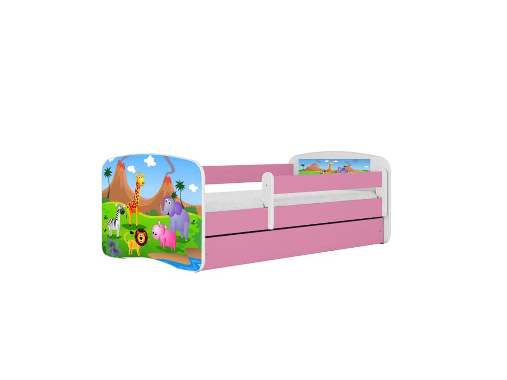 Cama 140 x 70 cm Kocot Kids com gaveta Babydreams Safari Pink