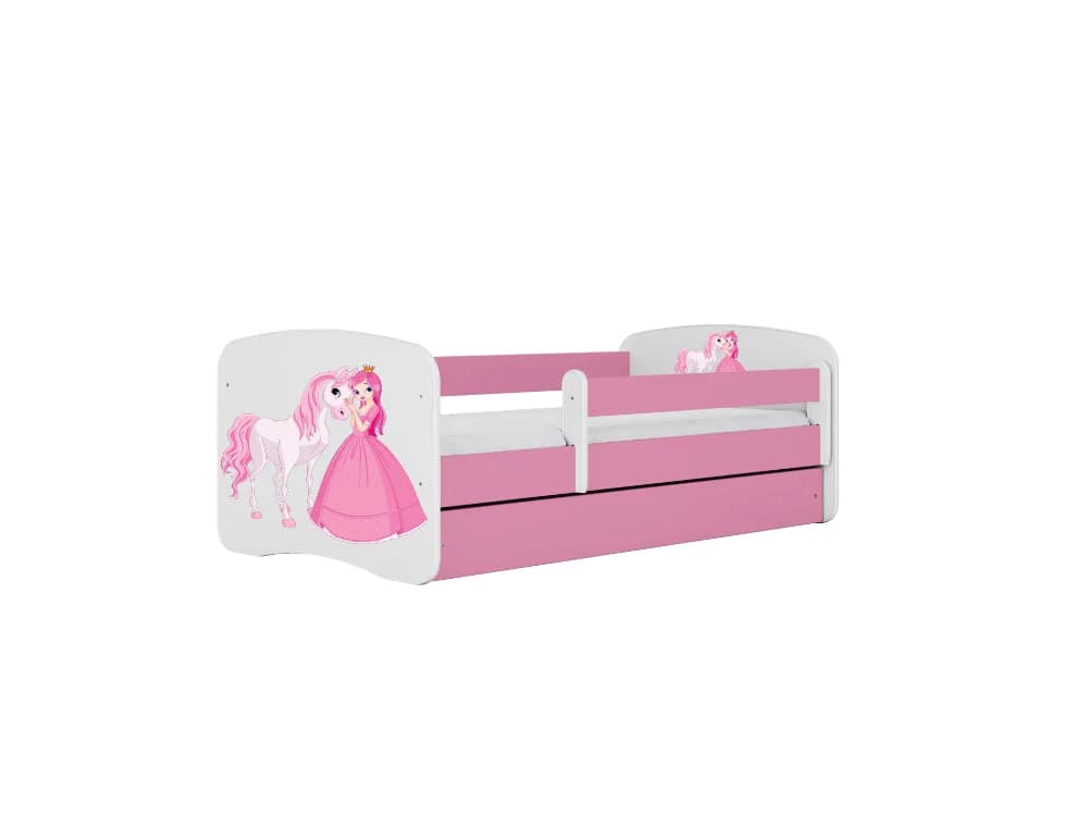 Cama 140 x 70 cm Kocot Kids com colchão BabyDreams Princess and Horse Pink