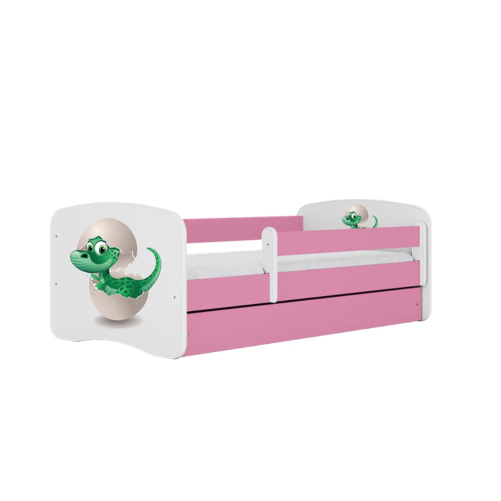Cama 160 x 80 cm Kocot Kids com colchão BabyDreams Baby Dino Pink