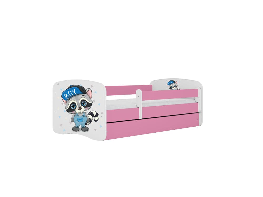 Cama 160 x 80 cm Kocot Kids com gaveta BabyDreams Raccoon Pink