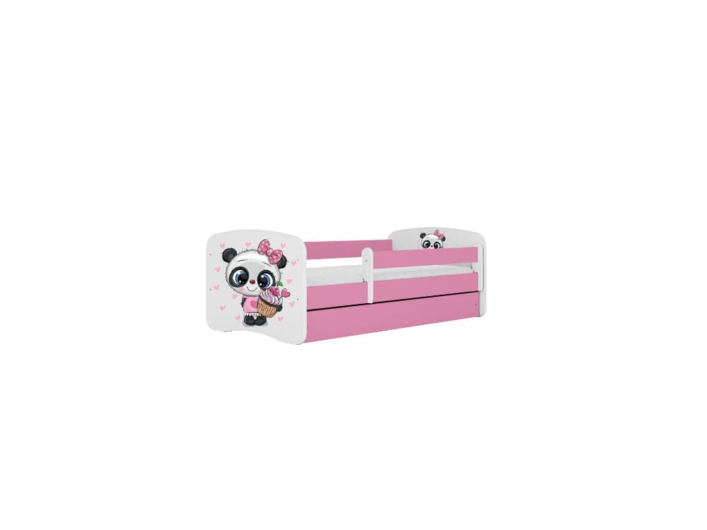 Cama 160 x80 cm Kocot Kids com gaveta e colchão BabyDreams Panda Pink