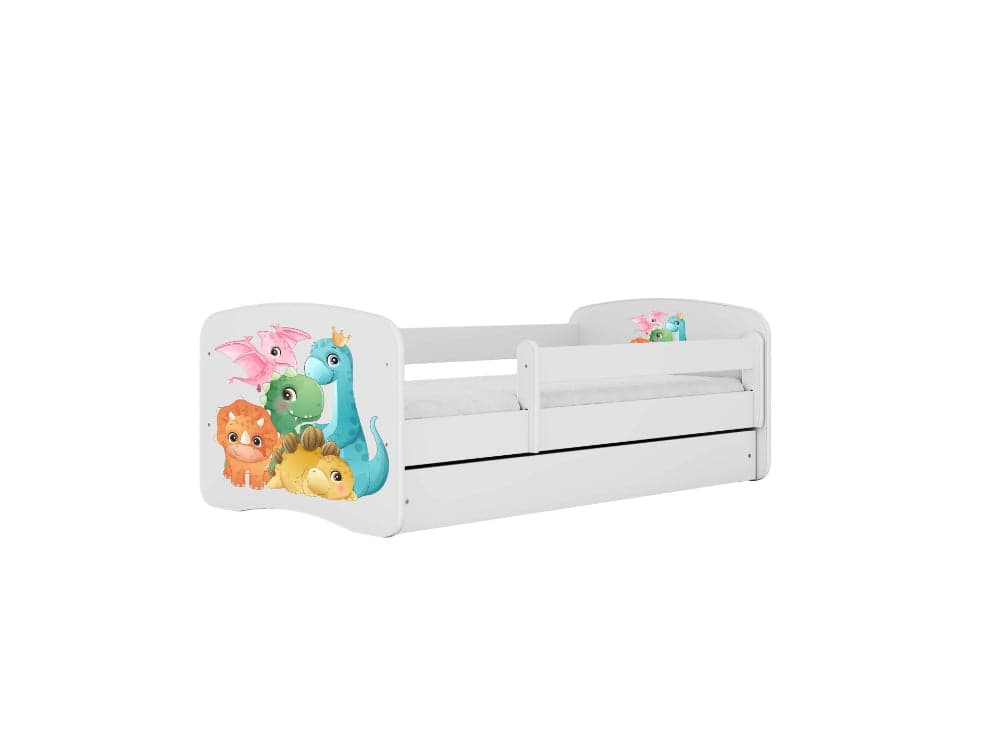 Cama 180 x 80 cm Kocot Kids com colchão BabyDreams Tiny Dinos White