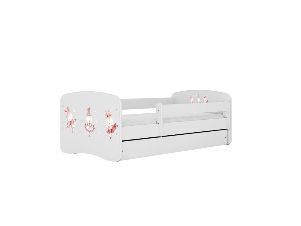Cama 180 x 80 cm Kocot Kids com gaveta e colchão BabyDreams Dancing Bunnies White