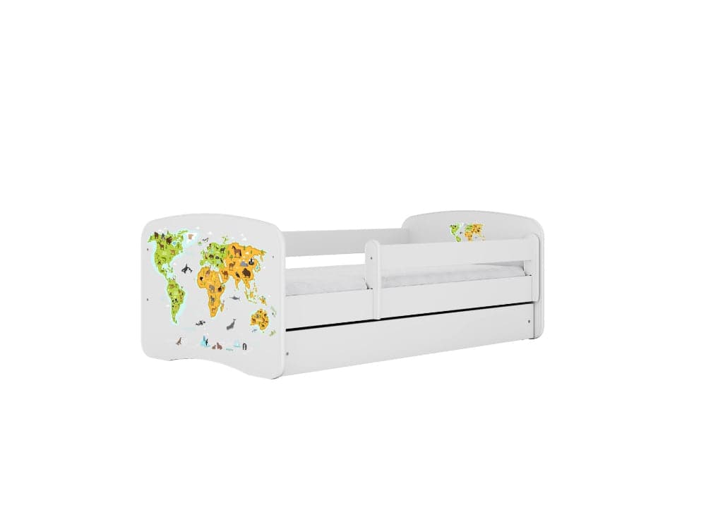 Cama 180 x 80 cm Kocot Kids com gaveta e colchão BabyDreams Map White