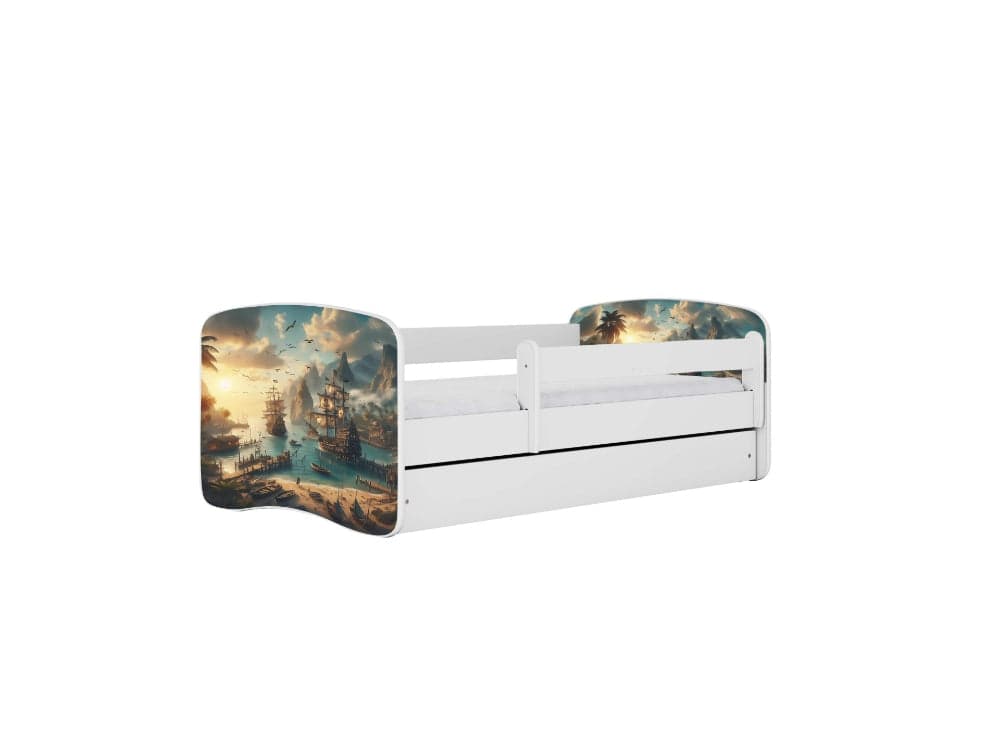 Cama 140 x 70 cm Kocot Kids com gaveta e colchão BabyDreams Ship White