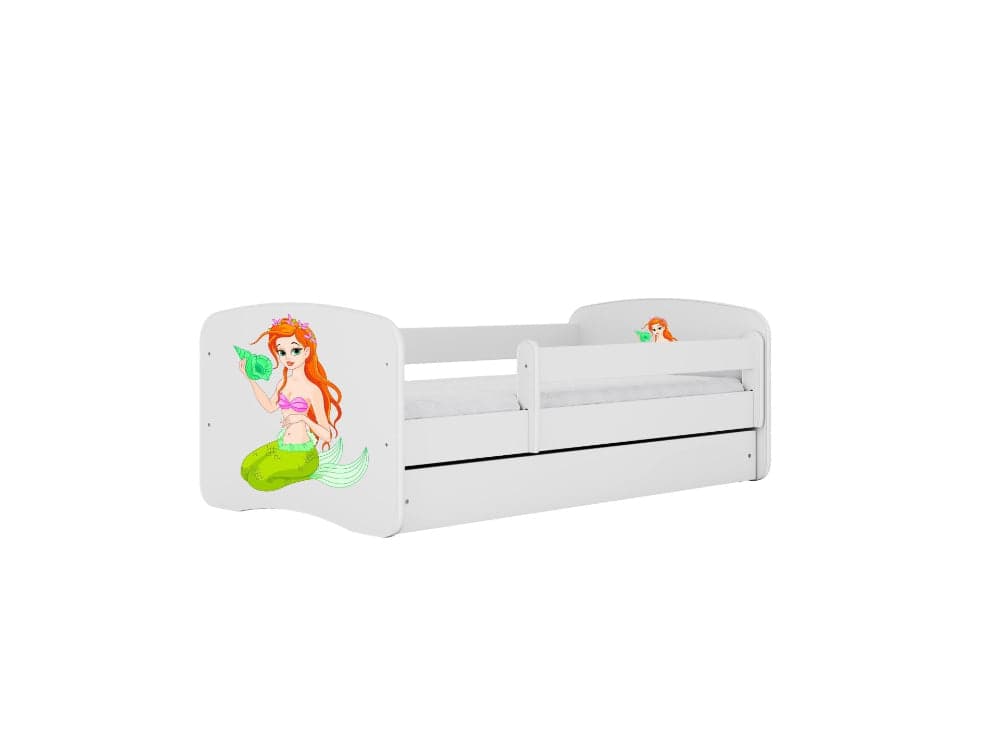 Cama 180 x 80 cm Kocot Kids com gaveta e colchão BabyDreams Mermaid White