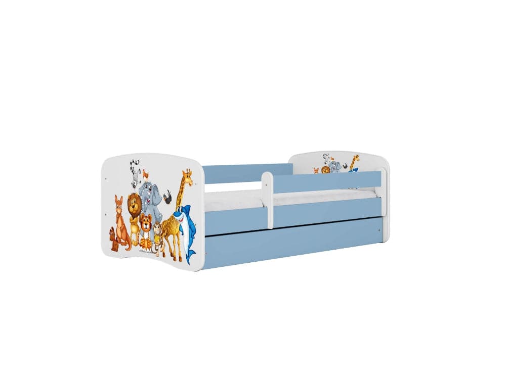 Cama 180 x 80 cm Kocot Kids com colchão BabyDreams Animals Blue