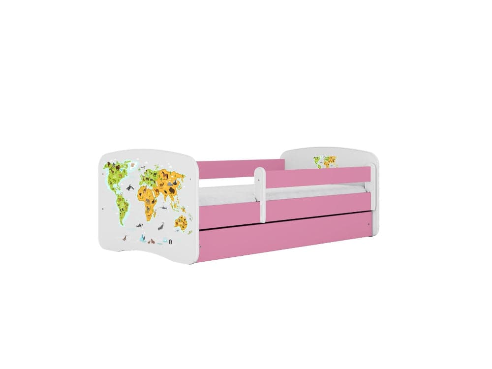 Cama 160 x 80 cm Kocot Kids com colchão BabyDreams Map Pink