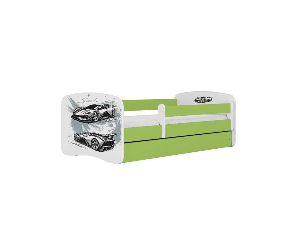 Cama 140 x 70 cm Kocot Kids com colchão BabyDreams Sports Car Green