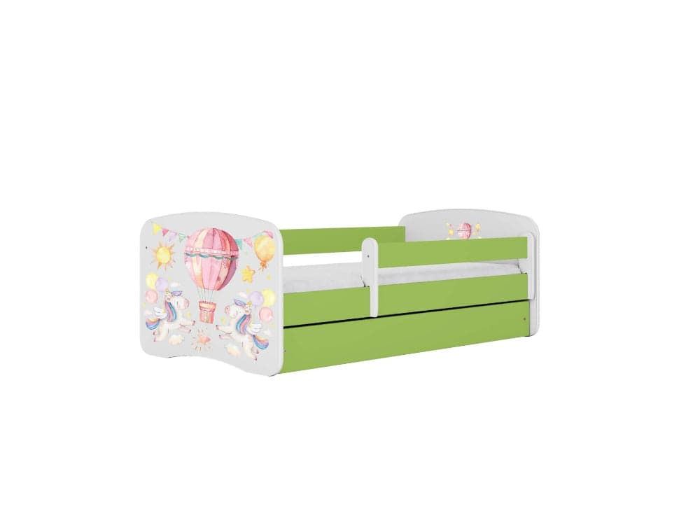 Cama 160 x 80 cm Kocot Kids com gaveta e colchão BabyDreams Balloon Green