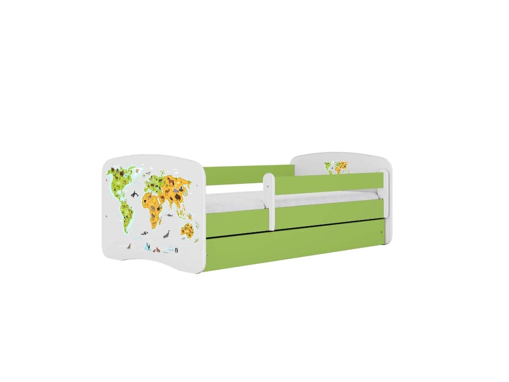 Cama 160 x 80 cm Kocot Kids com colchão BabyDreams Map Green