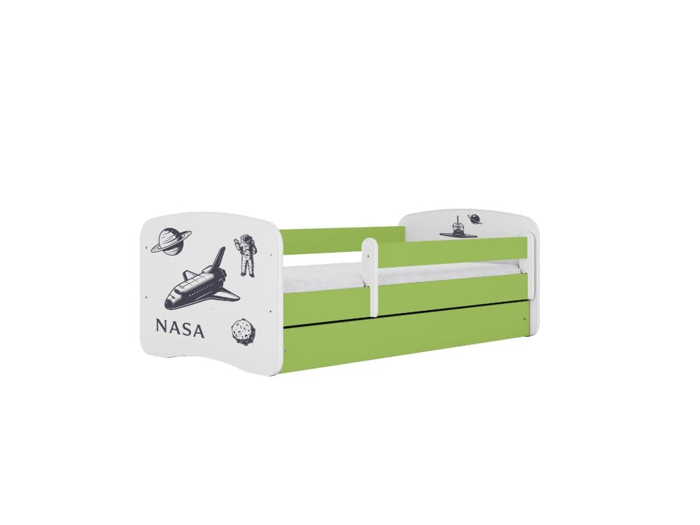 Cama 180 x 80 cm Kocot Kids com colchão BabyDreams Nasa Green