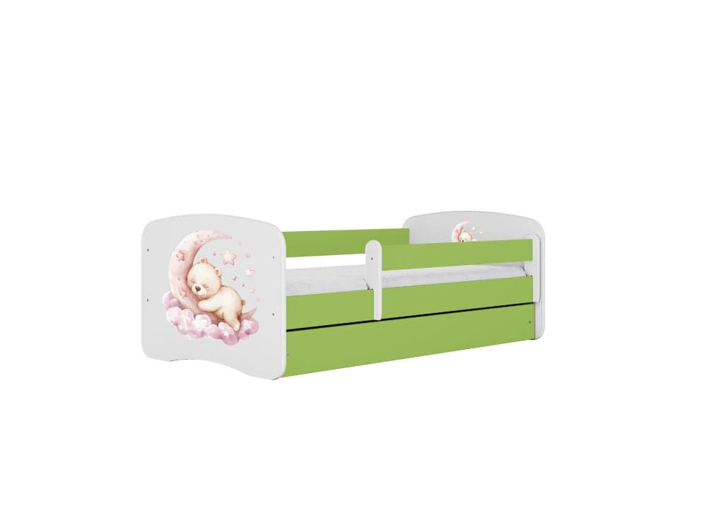 Cama 140 x 70 cm Kocot Kids com gaveta e colchão BabyDreams Dream Green