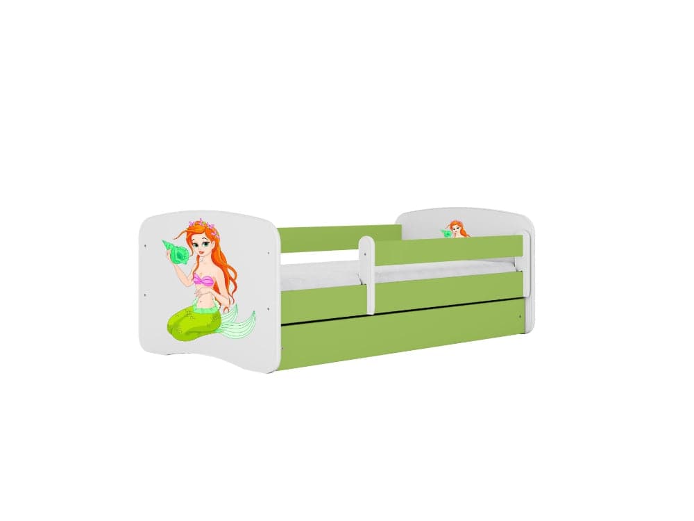 Cama 180 x 80 cm Kocot Kids com gaveta e colchão BabyDreams Mermaid Green