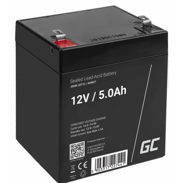 Green Cell Bateria Chumbo Gel AGM AGM27 12V 5Ah para UPS