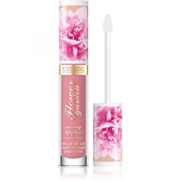 Eveline Flower Garden Gloss Cremoso com Ácido Hialurónico Tom 01 Delicate Rose 4,5 ml