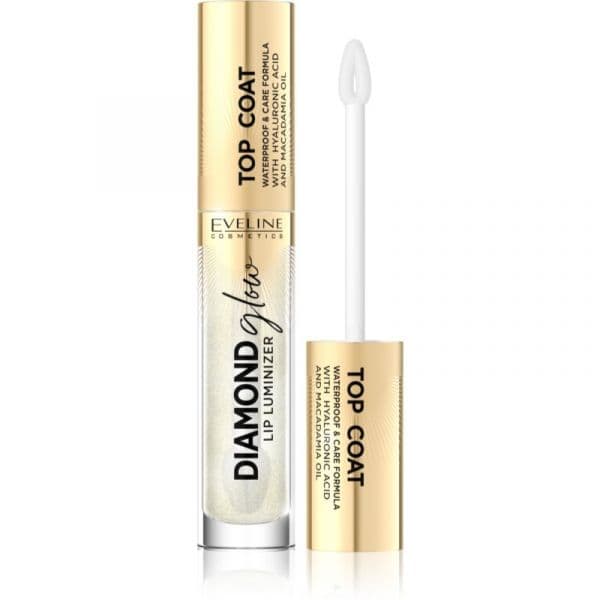 Eveline Cosmetics Diamond Glow Lip Gloss Brilhante com Ácido Hialurónico Tom 12 Top Coat 4,5 ml