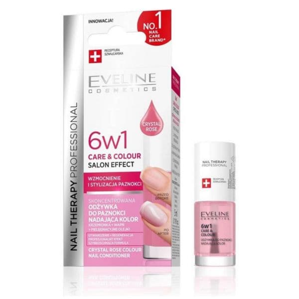 Eveline Tratamento Unhas 6 em 1 com Cor Crystal Rose 5ml