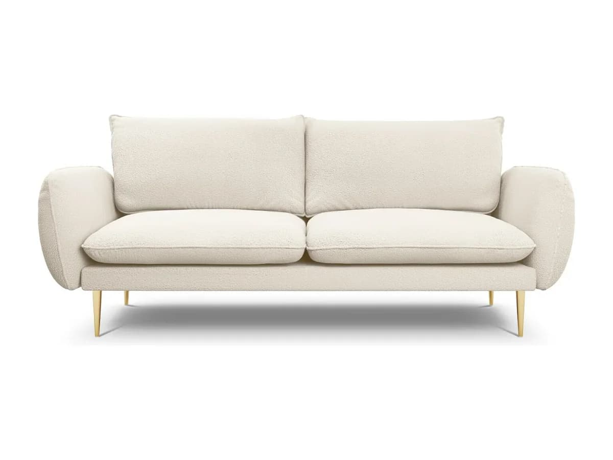 Cosmopolitan Design - Sofá "Vienna" 3 lugares em tecido bouclé preto - 200x92x95cm