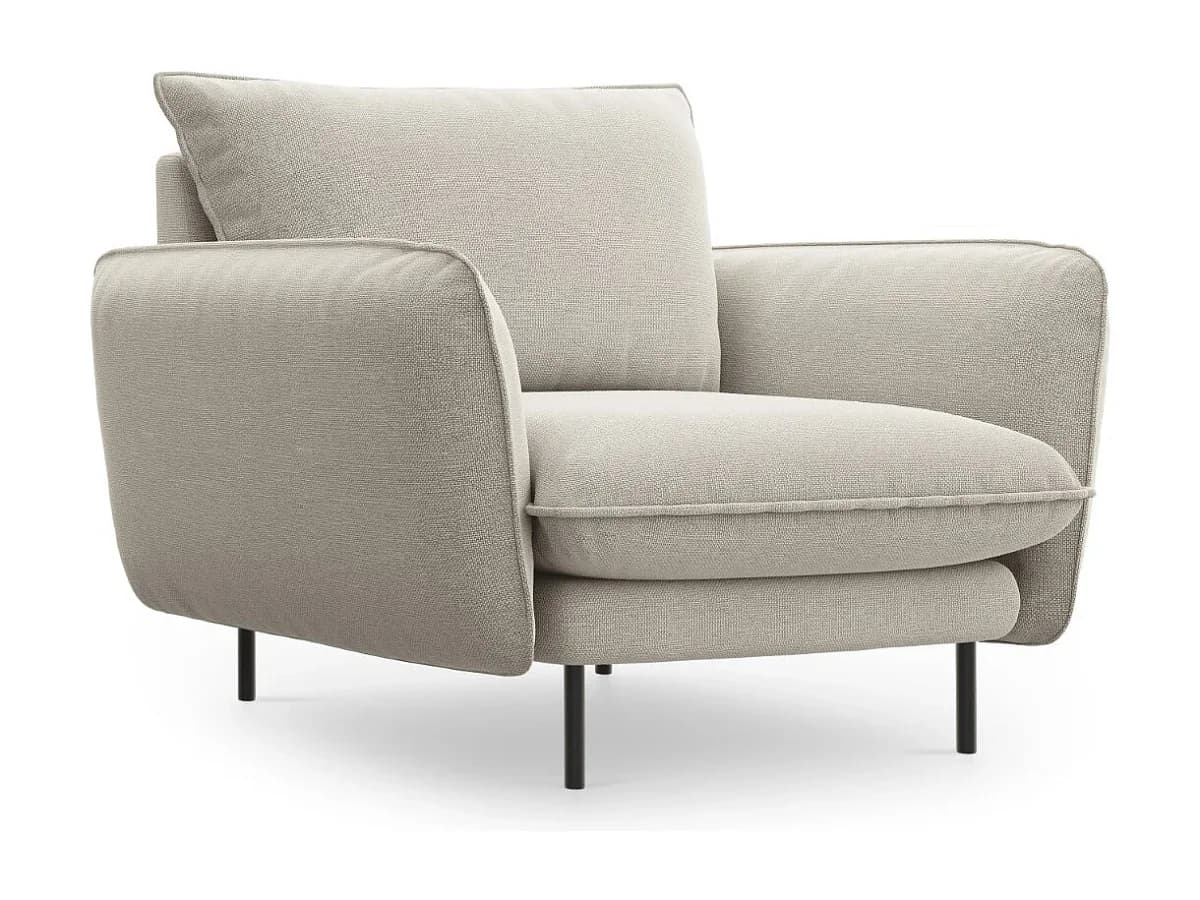 Cosmopolitan Design - Poltrona "Vienna" em tecido estrutural bege claro - 97x94x95cm