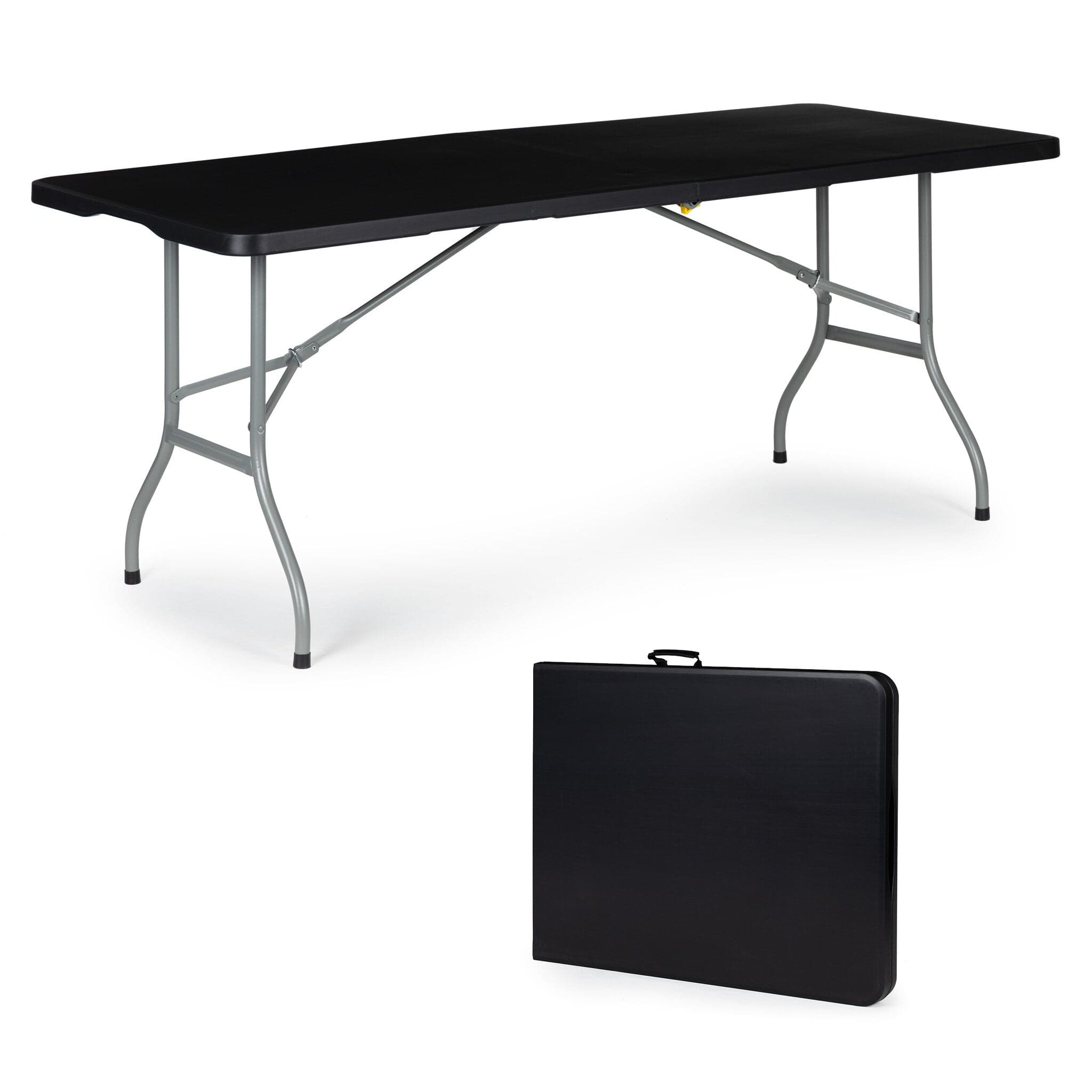 Mesa de campismo dobrável 180x70x73,5 cm preto