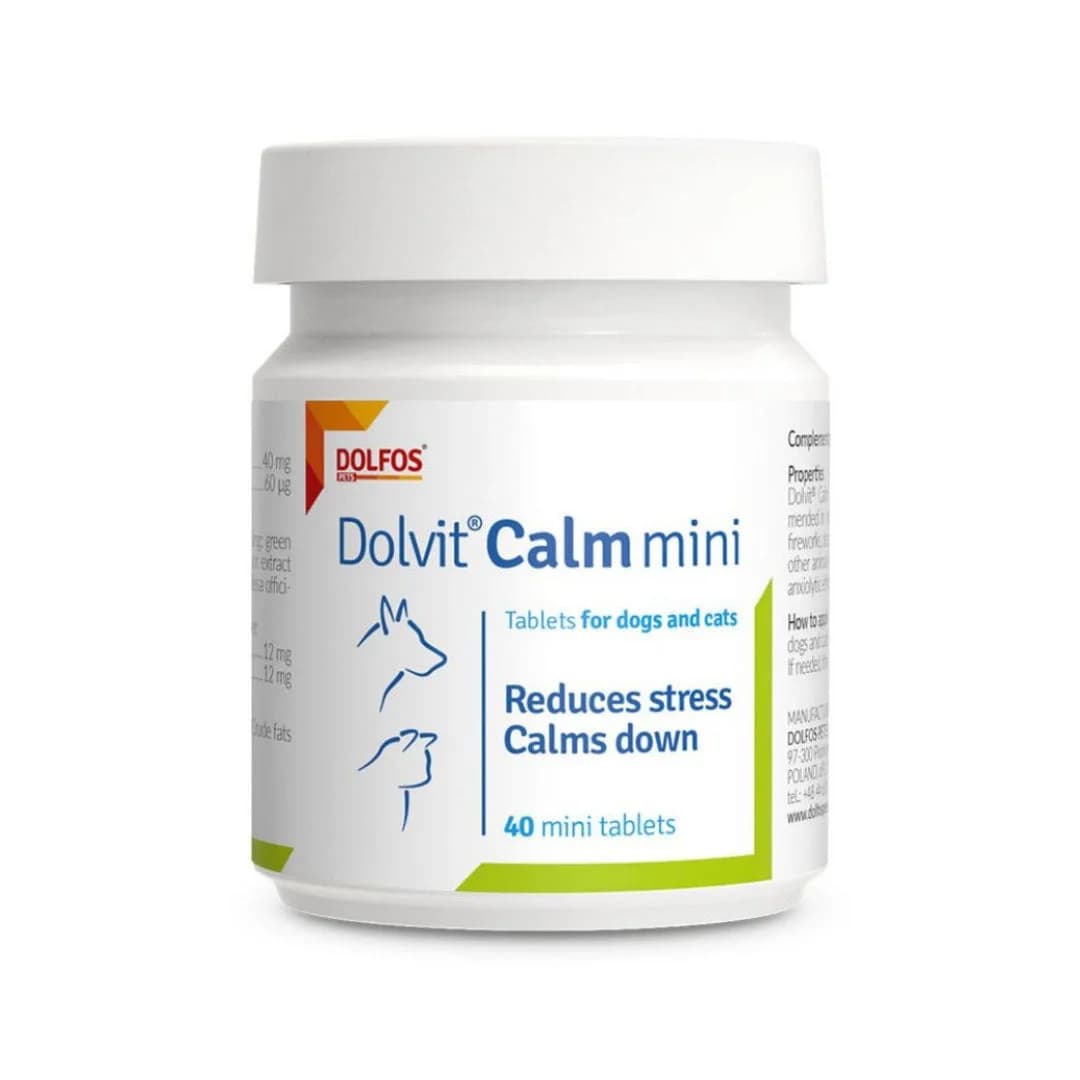 Dolfos Dolvit Calm Mini - Suplemento calmante para cães e gatos, 40 comprimidos