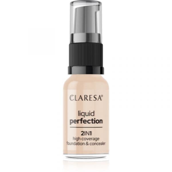 Claresa Liquid Perfection 2in1 Base de Cobertura Total Tom 102 Warm Medium 18 g