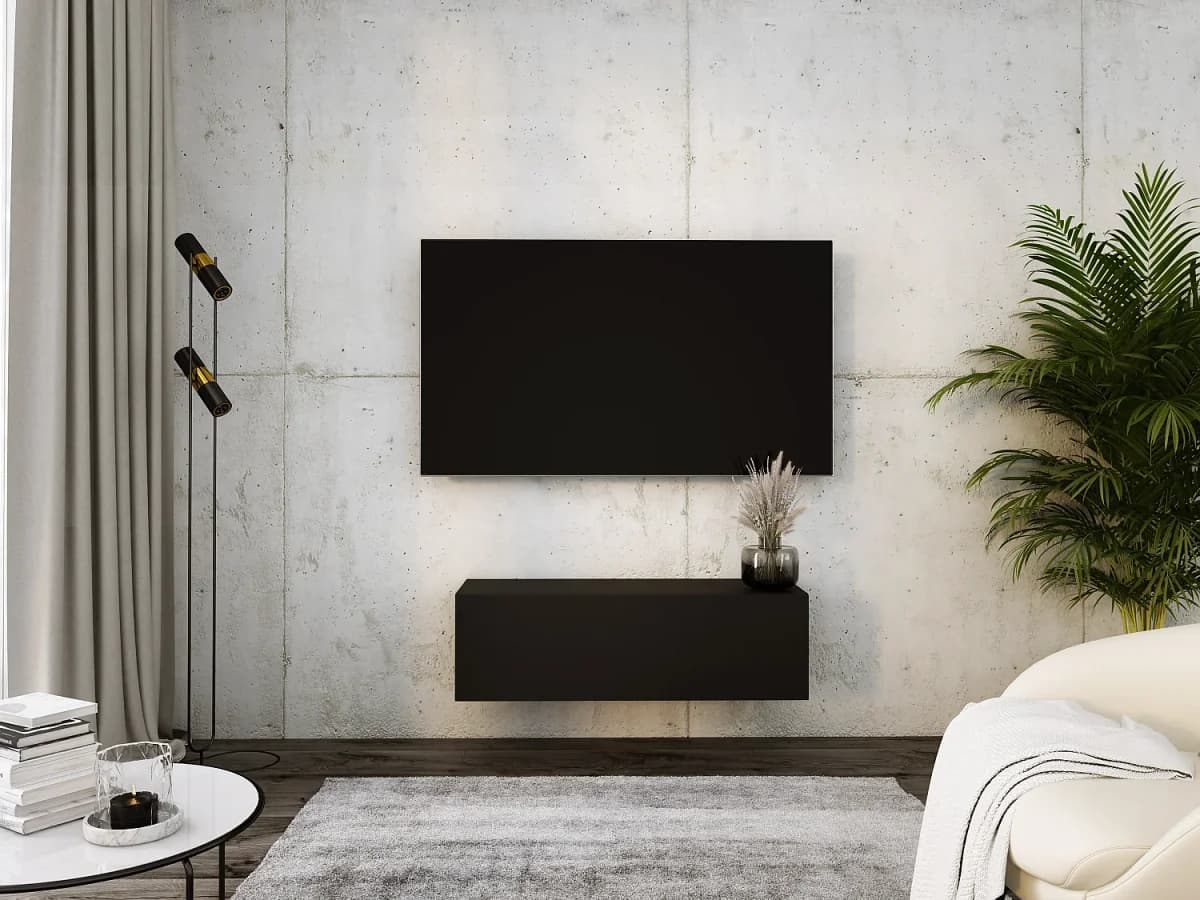 Móvel TV suspenso, 100 x 34 x 32 cm, Branco Fosco