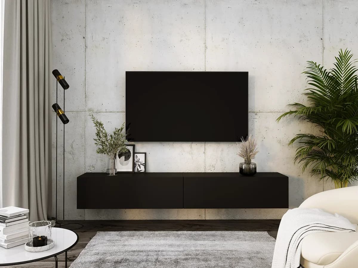 Móvel TV suspenso, (2 x 100) x 34 x 32 cm, Branco Fosco