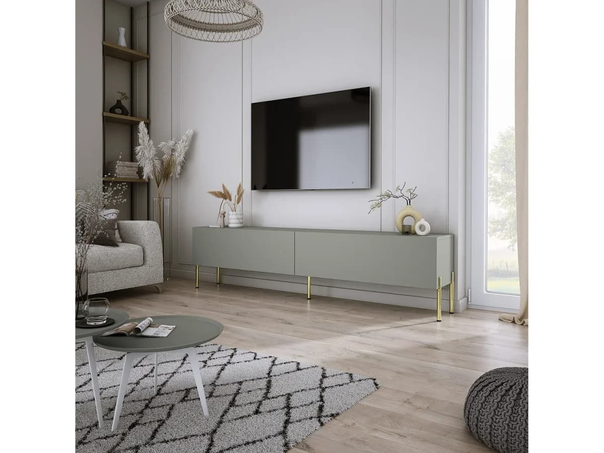 Móvel TV: Aloe, 170 x 52 x 32 cm, pés dourados