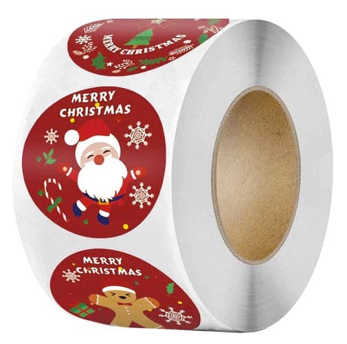 ROLO COM 500 ETIQUETAS AUTOCOLANTES DE NATAL
