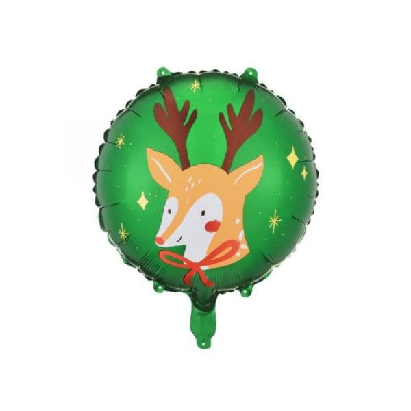 Partydeco Balão Foil Rena em Fundo Verde - 530007468