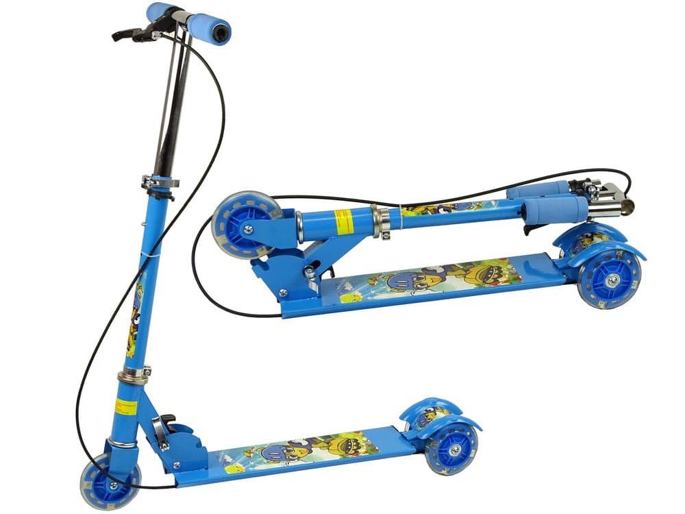 TROTINETE DE 3 RODAS COM LED E TRAVÃO DE MÃO AZUL