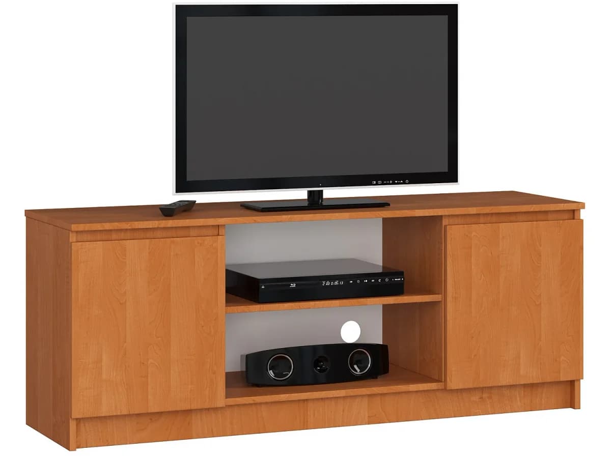 Estante de TV Moderna 140cm com 2 Portas Dobradiças - Carvalho Sonoma e Branco