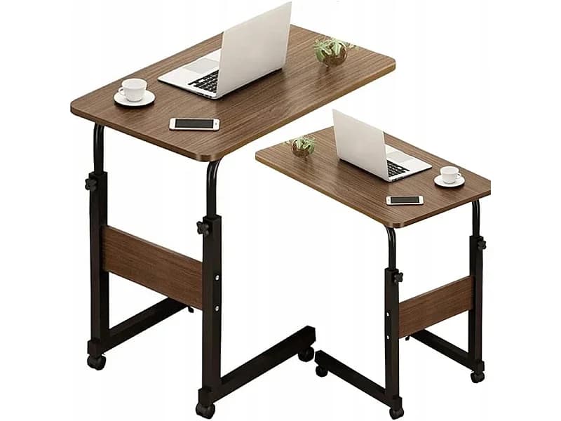 Mesa para Portátil com Rodízios, Mesa Móvel, Altura Ajustável, Tomada