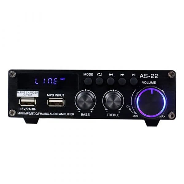 BlitzWolf AS-22 Amplificador de Áudio Surround 2x 45W com Bluetooth 5.0, USB, RCA, AUX e Controlo Remoto (Preto)
