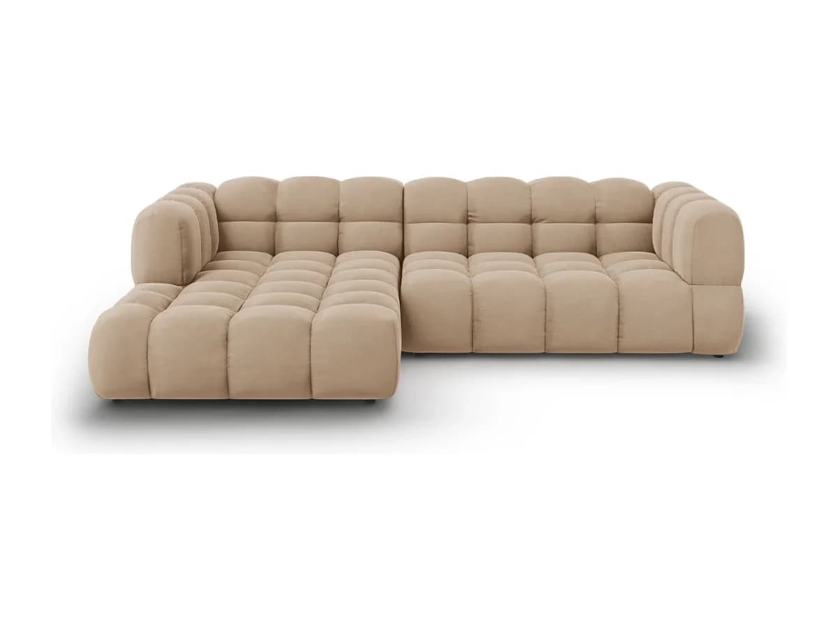 Cosmopolitan Design - Sofá modular de canto esquerdo "Sky" 4 lugares em veludo verde claro - 272x162x75cm