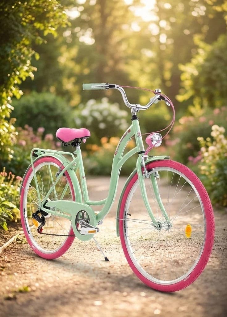 Bicicleta cidade menina 26 polegadas verde menta