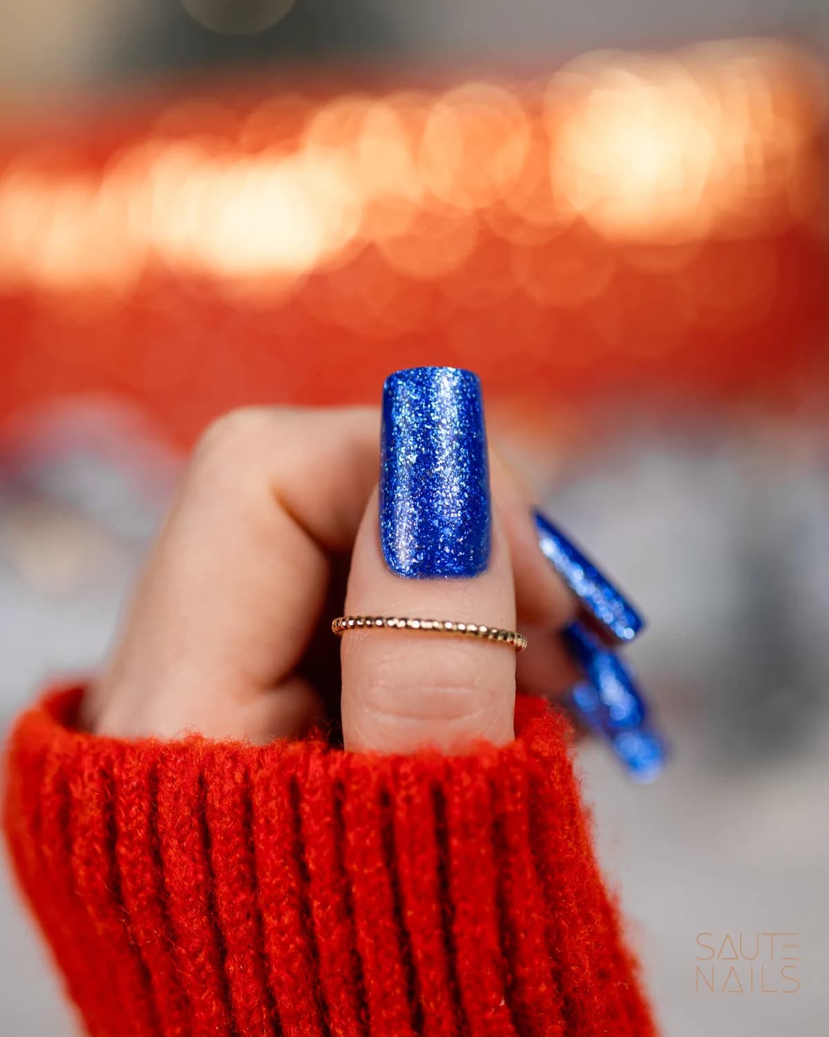 Verniz Gel Saute Nails S289 - Frosted Wishes (Azul com Partículas Prata)