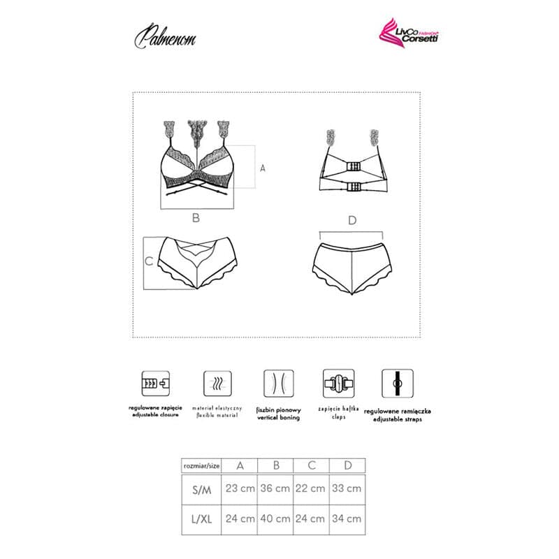 Livco Corsetti Fashion Palmenom Lc 90614 Sujetador + Panty Negro L/XL (D-239151)