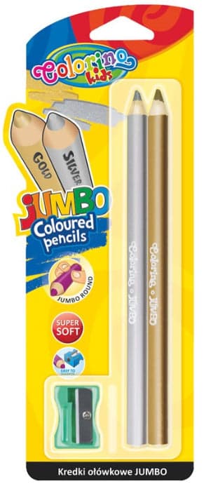 Pack Lápis Cor Redondo Jumbo Dourado + Prateado