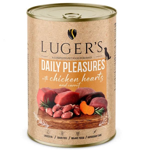 Luger's Daily Pleasures - Alimento húmido para cão adulto - Corações de galinha e cenoura
