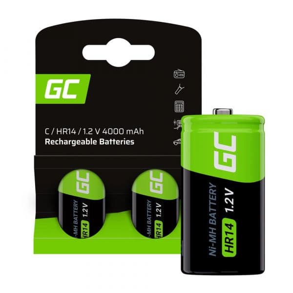 Verde Cell Pilhas Recarregáveis 2x C R14 HR14 Ni-mh 1,2V 40 - GR13