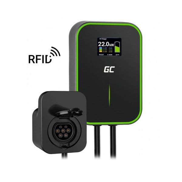 Green Cell Carregador Wallbox EV15RFID - Tipo 2 22kW 32A RFID Preto
