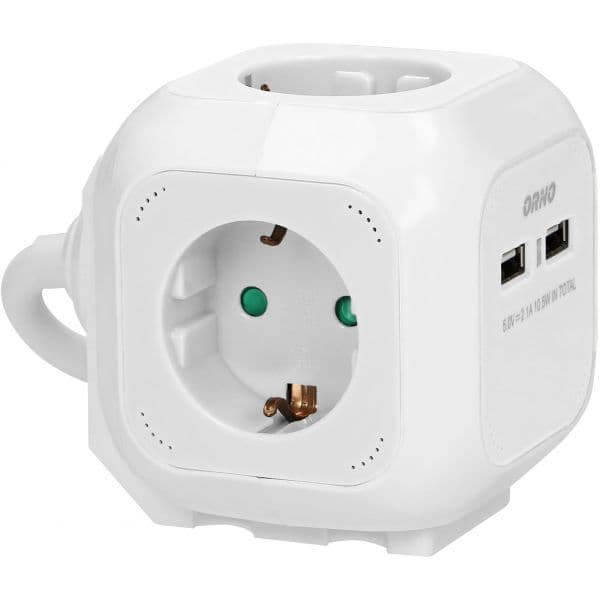Orno Extensão Quadrupla C/ 2x usb Branco (1,4 Mts) - OR-AE-13144(GS)W
