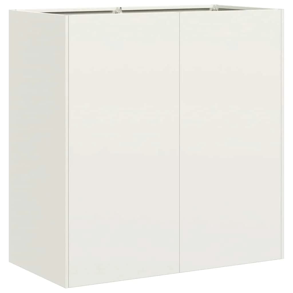 vidaXL Vaso floreira 80x40x80 cm aço laminado a frio branco
