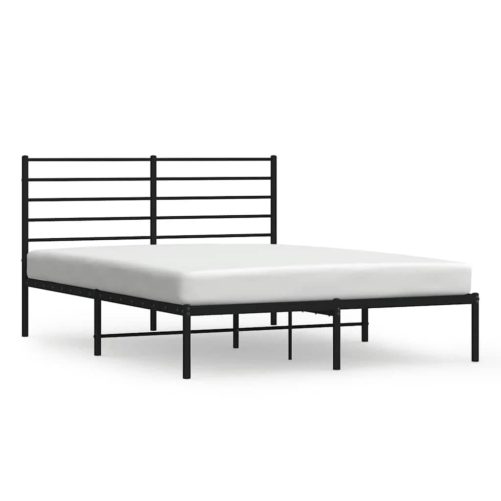 vidaXL Estrutura de Cama com Cabeceira 120x200 cm Metal Preto - 1019185060