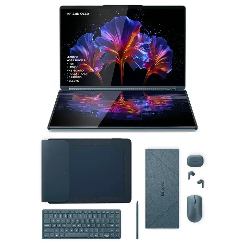 Lenovo Yoga Book 9i 14IAH10-058 14" 2.8K WQXGA+ Ultra 7 255H 32GB 1TB SSD Intel Graphics Verde-azulado W11 Home